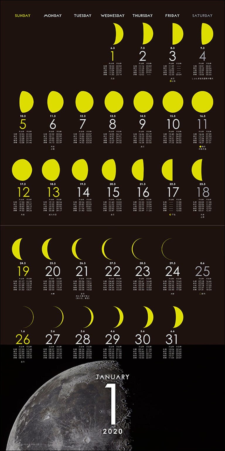 2020 満ち欠け カレンダー 月 の 月の形（月相）・旧暦・月齢・潮名 2020年月別カレンダー｜印刷用PDFデータをダウンロード｜家勉キッズ