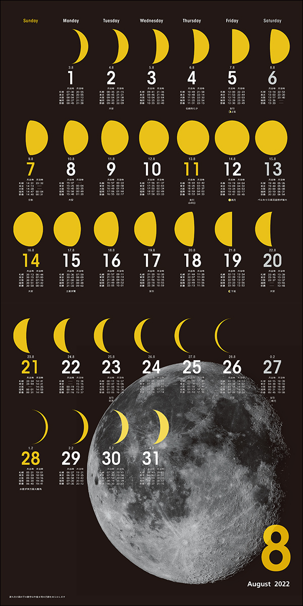 22年 カレンダー 月齢 月の満ち欠けカレンダー 株式会社誠文堂新光社